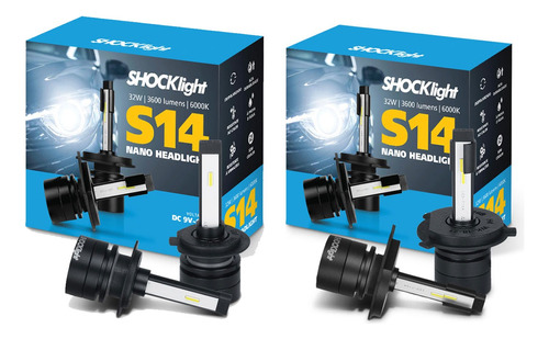 Kit Lâmpada Led Mini S14 H7 + H4 6000k 32w Shocklight