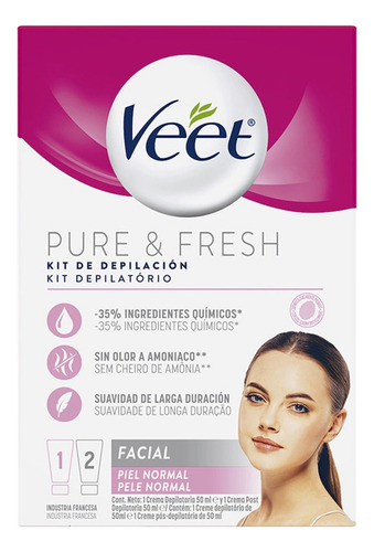 Veet Pure & Fresh Kit De Depilación Facial Piel Normal 100ml