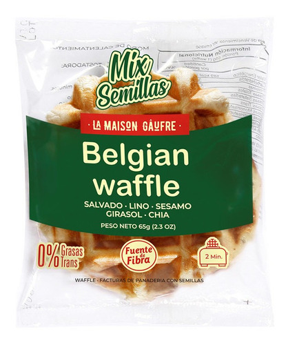Waffles Belgas Con Salvado, Lino,sesamo, Girasol Y Chia 65g