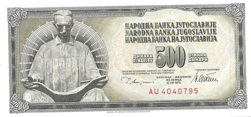 Billete Yugoeslavia 500 Dinara Año 1978 Tesla Sin Circular