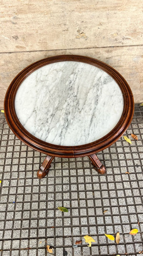 Mesa De Sala Auxiliar Con Marmol Estilo Victoriano Marrón (Usado)