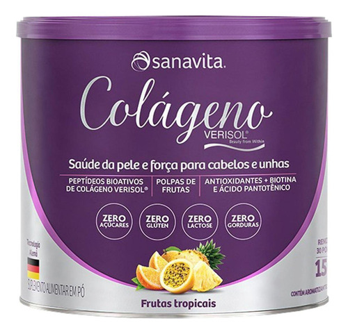 Sanavita Colágeno Verisol Frutas Tropicais Lata 150g