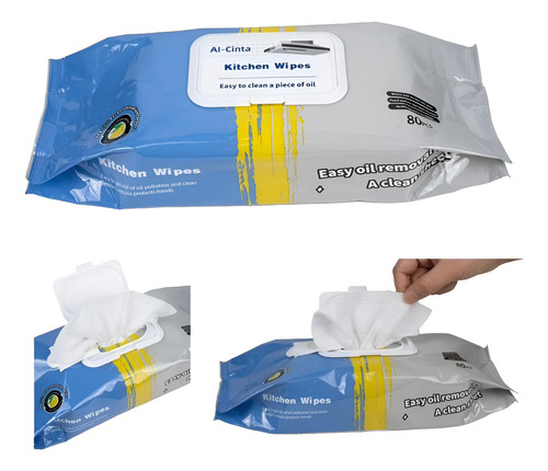 Toallitas Humedas Desengrasantes Para Grasa Cocina 4*80pzs