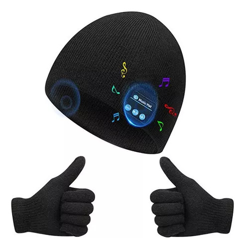 Gorro De Punto Cálido Para Invierno Con Bluetooth Y Guantes