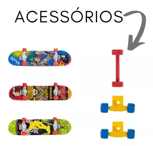 Skate Dedo Mini Kit 3 Fingerboard Brinquedo Presente Metal