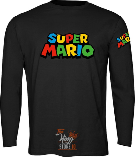 Polera Manga Larga, Super Mario, Mario Bros, Nintendo, Gamer