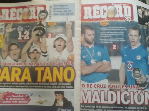 Periódico Récord Monterrey Campeón Vs Cruz Azul 2009