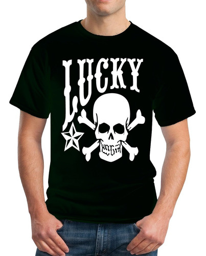 Camisetas Estampadas 100% Algodón Diseño: Calavera Lucky