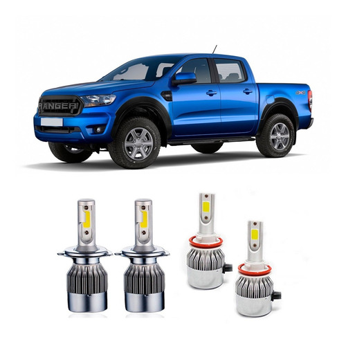 Kit Ultra Led Full Ford Ranger 2013 À 2015 Baixa Alta Milha