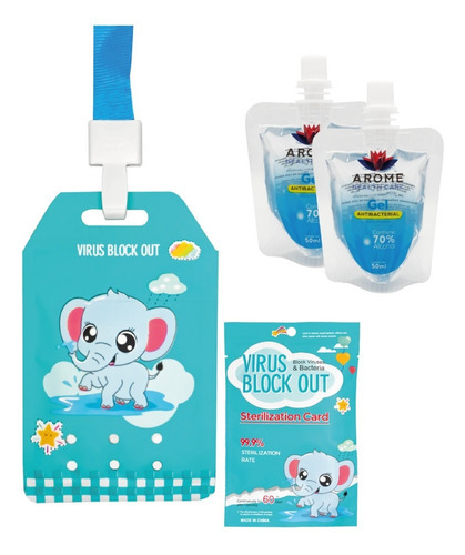 2 Gel Antibacterial De Bolsillo + Tarjeta De Esterilizacion Fragancia Neutra Elefante