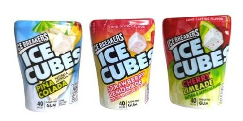 Chicle - Ice Cubes Gum- Piña Colada, Strawberry Lemonade, & 