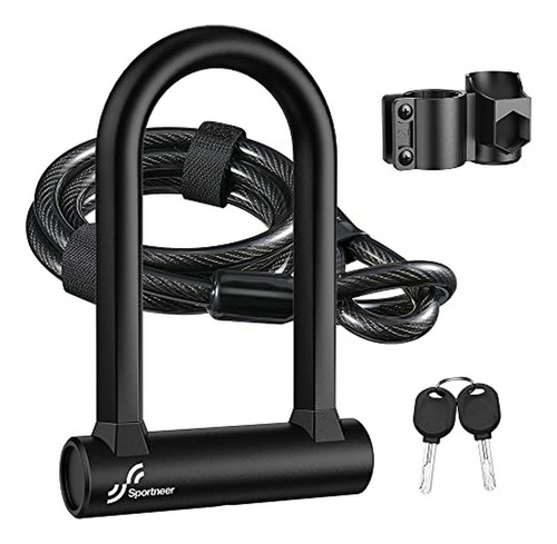 Candado De Bicicleta Sportneer: Resistente U Lock Con Cable 