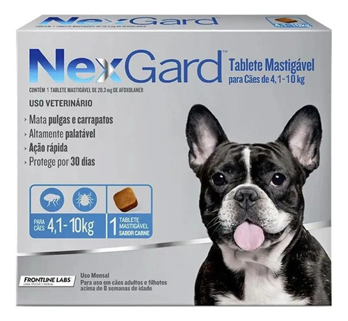 Antipulgas E Carrapatos NexGard Cães 4 a 10kg Comprimido Sabor Carne