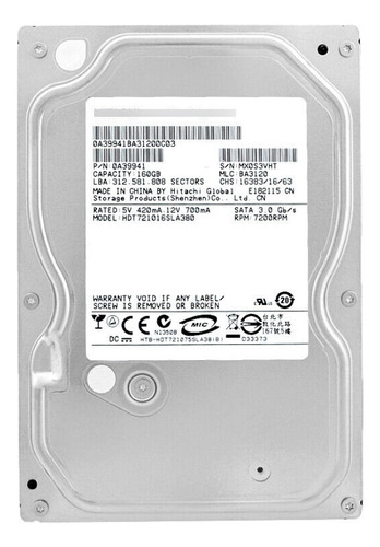 Disco Duro Sata Hitachi De 160gb