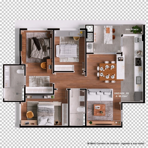 Imagem 22 de 26 de Cobertura Com 3 Dormitórios À Venda Com 170.78m² Por R$ 1.456.000,00 No Bairro Boa Vista - Curitiba / Pr - M2bv-nhrc1