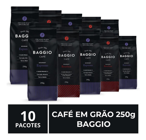 Café Em Grão, Baggio, 10 Pacotes De 250g.