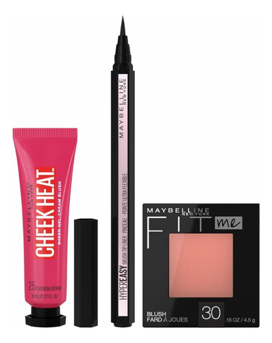 Pack Maybelline: Fit Me Blush + Cheek Heat + Eyeliner Easy