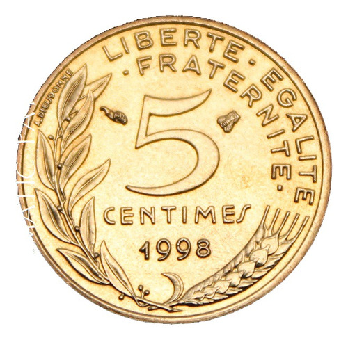 Moneda Francia 5 Centimes 1998 - Km 933 - Sin Circular