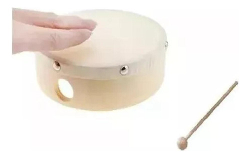 Tamborin Percusión Con Mazo De Madera Y Parche De Cuerina 