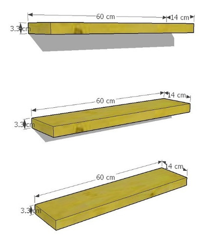 Imagen 2 de 5 de Set X 3 Repisas Madera Lacada Pino 100% Maciza Ref: Orleands