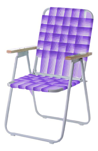 Reposera Fija De Caño Avelino Brazos De Madera 1002 Violeta