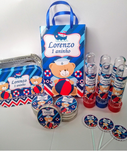 Lembrancinhas Personalizada Urso Marinheiro Sacolinha Cai