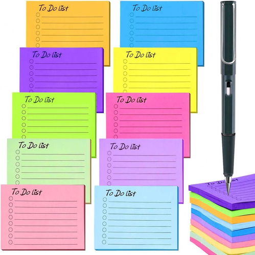 Wxj13 Paquete De 10 Blocs De Notas Autoadhesivas Para Lis...