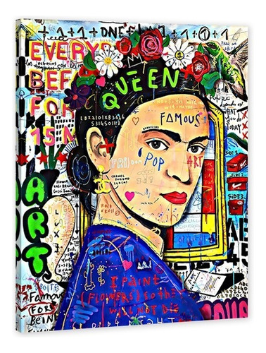 Cuadro Decorativo Alec Monopoly Frida Kahlo, Recamara Sala Color Verde