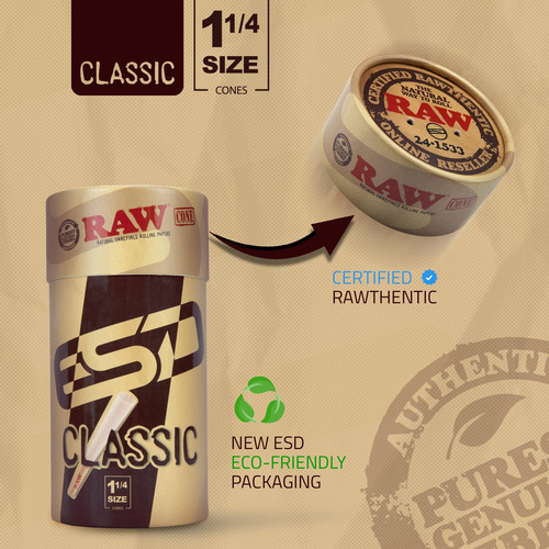 Rolling Papers Raw Classic, Paquete De 1 1/4 Y 50 Unidades C