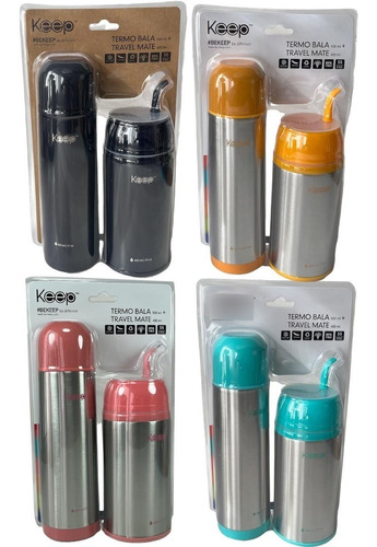 Set Termo Bala Keep Acero Inox Mate C/ Bombilla  500ml