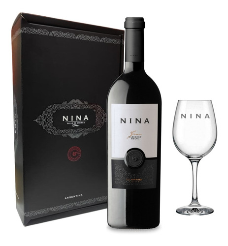 Vino Nina Gran Cabernet Franc Estuche Con Copa Para Regalo