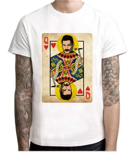 Camiseta Camisa Carta Baralho Dama Copas Queen Freddie D91