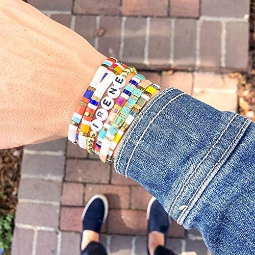 Kelitch Pulseras Elásticas Clásicas Pulseras De Cuentas De T