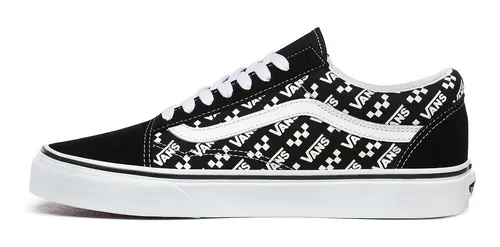 Tenis Vans Old Skool Negro Jnr O Dama Letras Cuotas sin inter s
