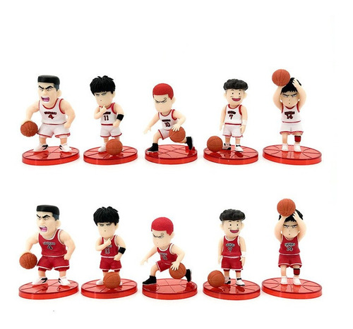 Figuras Slam Dunk Set X5 Anime Muñecos Shohoku Blanco O Rojo