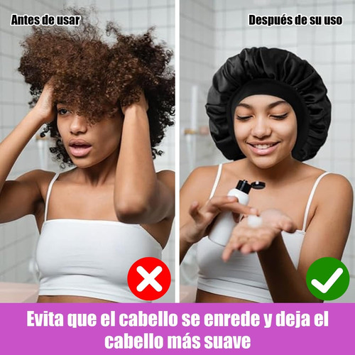 4pcs Gorro Y Antifaz Dormir De Satín Para Dormir Y Proteger Negro