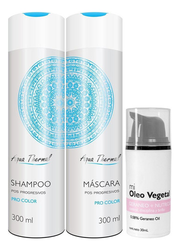 Shampoo Sin Sal + Acondicionador Color 300ml + Oleo Vegetal