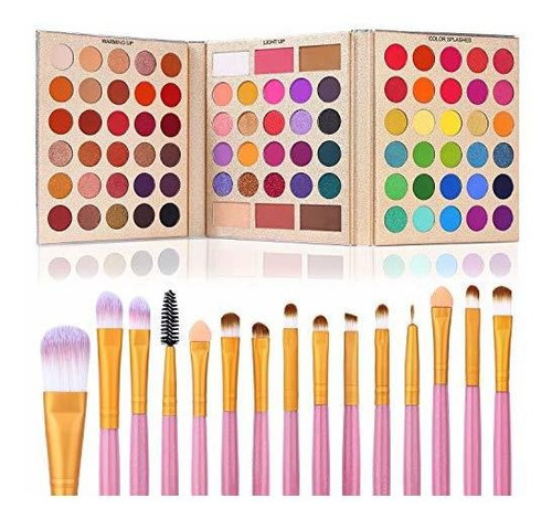 Ucanbe Pro Paleta De Sombras De Ojos + 15 Piezas De Pinceles