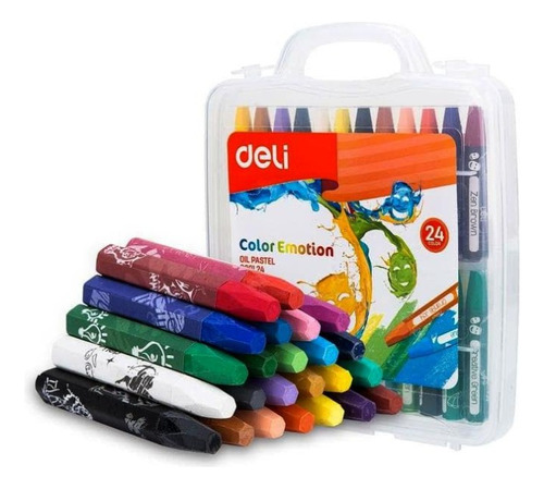 Set 24 Lápices Crayones Oleo Al Pastel Deli 24 Hexagonales