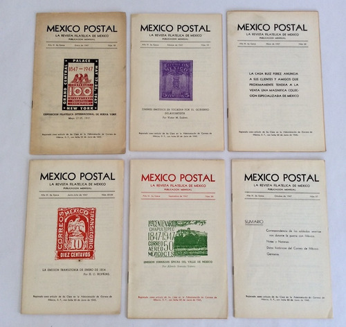 6 Revistas Filatelicas Mexico Postal Año 1947