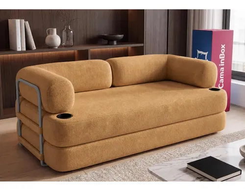 Sofá Cama Orbe. 1,90m Xpand Tech Tecido Boucle Cama Inbox