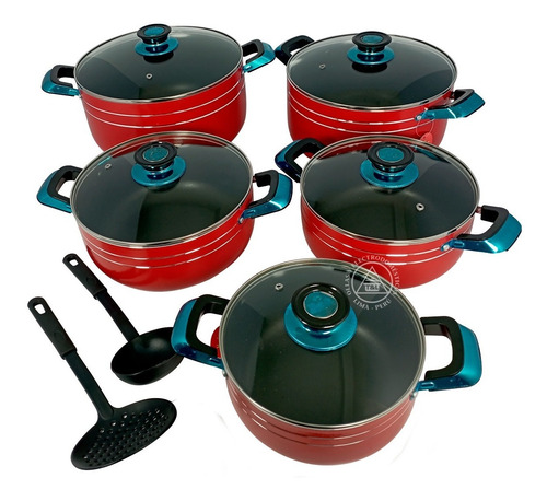 Juego De Olla Suprema 12piezas Antiadherente Teflon T/vidrio