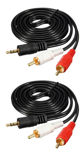 Cable Audio Auxiliar Plug 3.5mm A 2 Rca Dorado 1.5m 2und 