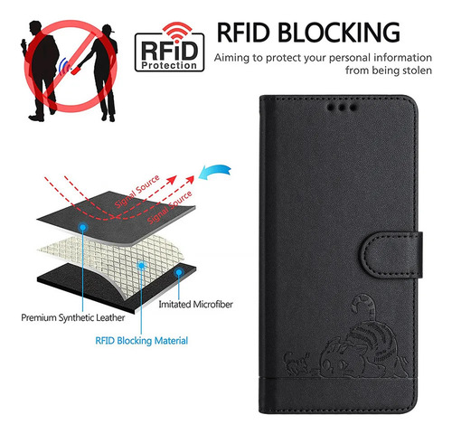Funda Tipo Cartera Con Estampado De Gato Para M32 4g/m22