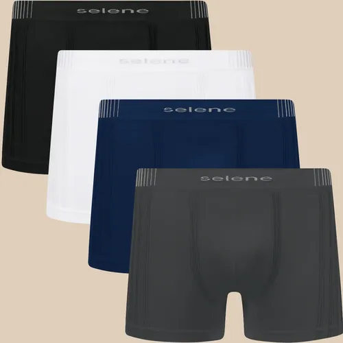 Kit 4 Cuecas Boxer Masculina Selene Sem Costura Poliamida