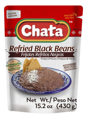 Chata Frijoles Negros Refritos Listos Para Comer 430 G