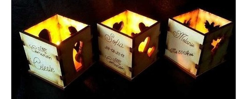 Imagen 3 de 7 de 100 Fanales Fibrofacil Portavelas Madera Souvenirs Recuerdo