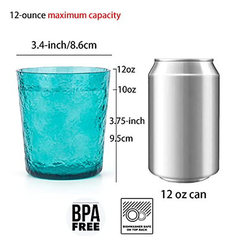 Vasos De Acrílico Multicolor 12 Oz Juego De 8 Unidades