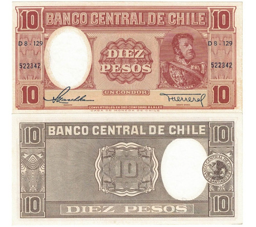 Billete De Chile 10 Pesos ( Un Cóndor ), Maschke - Herrera 