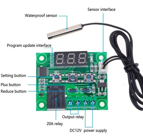 Imagen 4 de 7 de Termostato W120 Temperatura Interruptor Digital 12v+ Sensor
